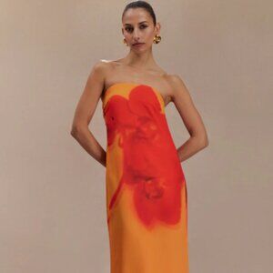 Amaya Strapless Chiffon Maxi Dress - Koi Orchid Print